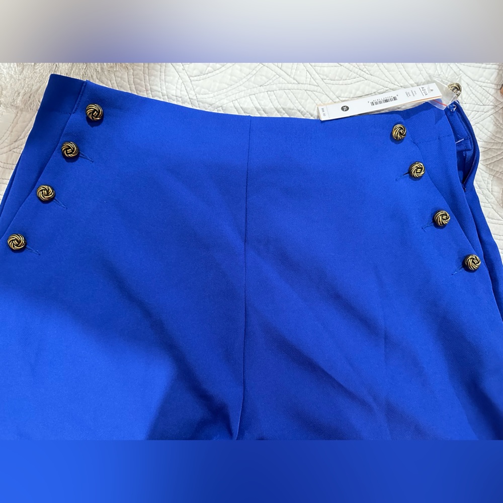 NWT Aqua brand high waisted shorts in COBALT BLUE with gold button detail. XL